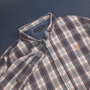 US Polo Assn Shirt Mens 3XL Plaid Button Down Long Sleeve Blue Red Classic Fit